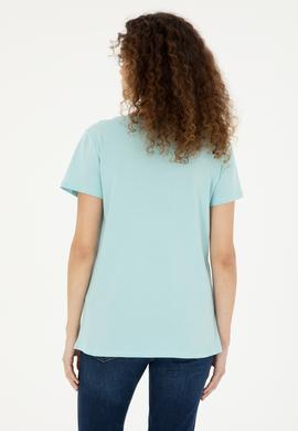 Kadın Su Yeşili Basic Tişört - 50280036138