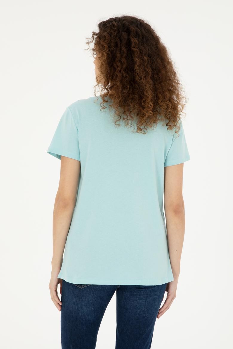 Kadın Su Yeşili Basic Tişört - 50280036138