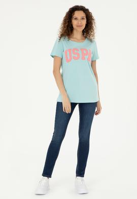 Kadın Su Yeşili Basic Tişört - 50280036138