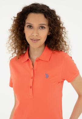 Kadın Nar Çiçeği Basic Polo Yaka Tişört - 50280057083