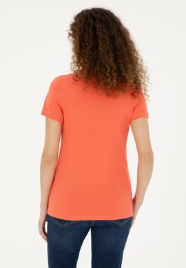 Kadın Nar Çiçeği Basic Polo Yaka Tişört - 50280057083