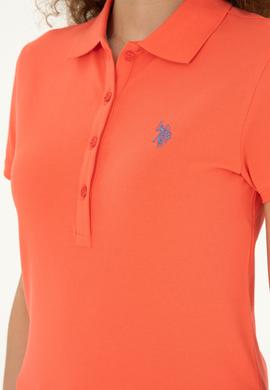 Kadın Nar Çiçeği Basic Polo Yaka Tişört - 50280057083