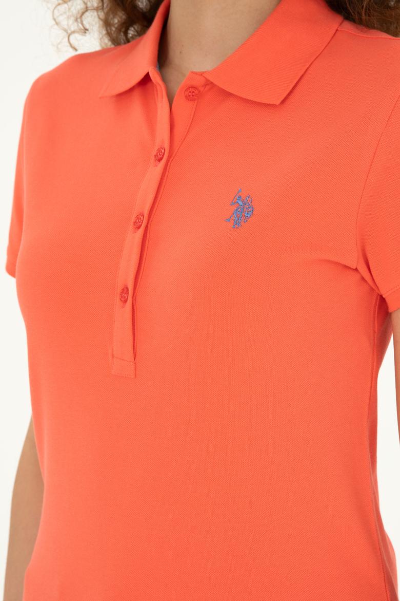 Kadın Nar Çiçeği Basic Polo Yaka Tişört - 50280057083