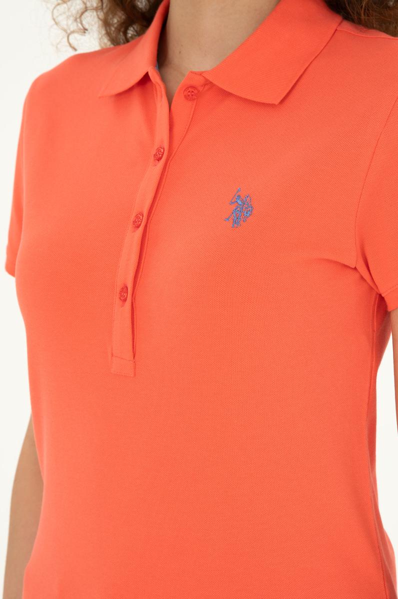 Kadın Nar Çiçeği Basic Polo Yaka Tişört