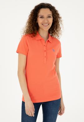 Kadın Nar Çiçeği Basic Polo Yaka Tişört - 50280057083