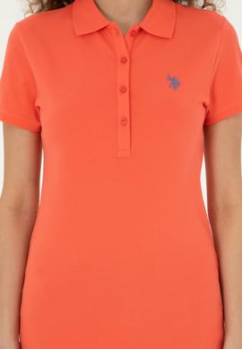 Kadın Nar Çiçeği Basic Polo Yaka Tişört - 50280057083