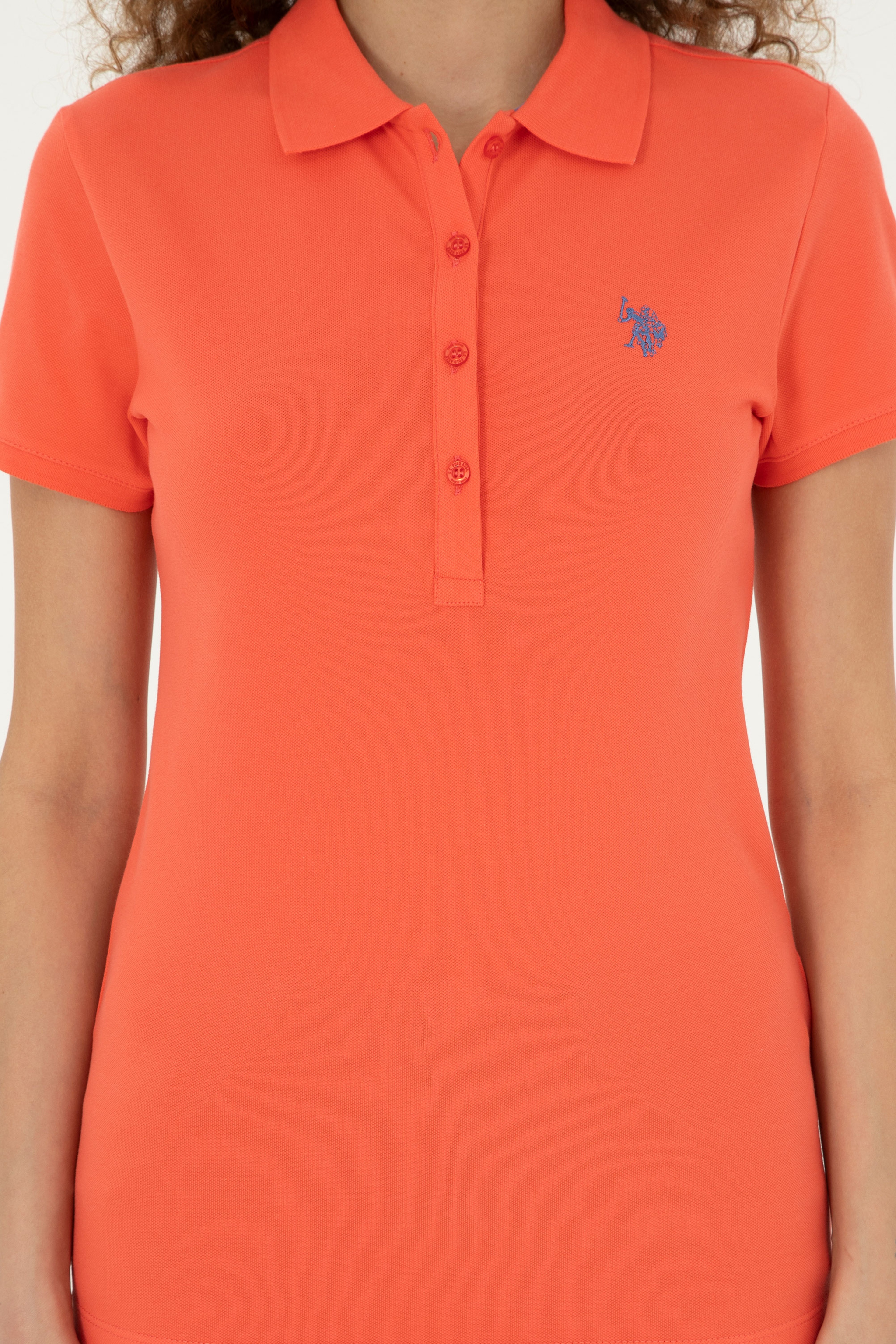 Kadın Nar Çiçeği Basic Polo Yaka Tişört