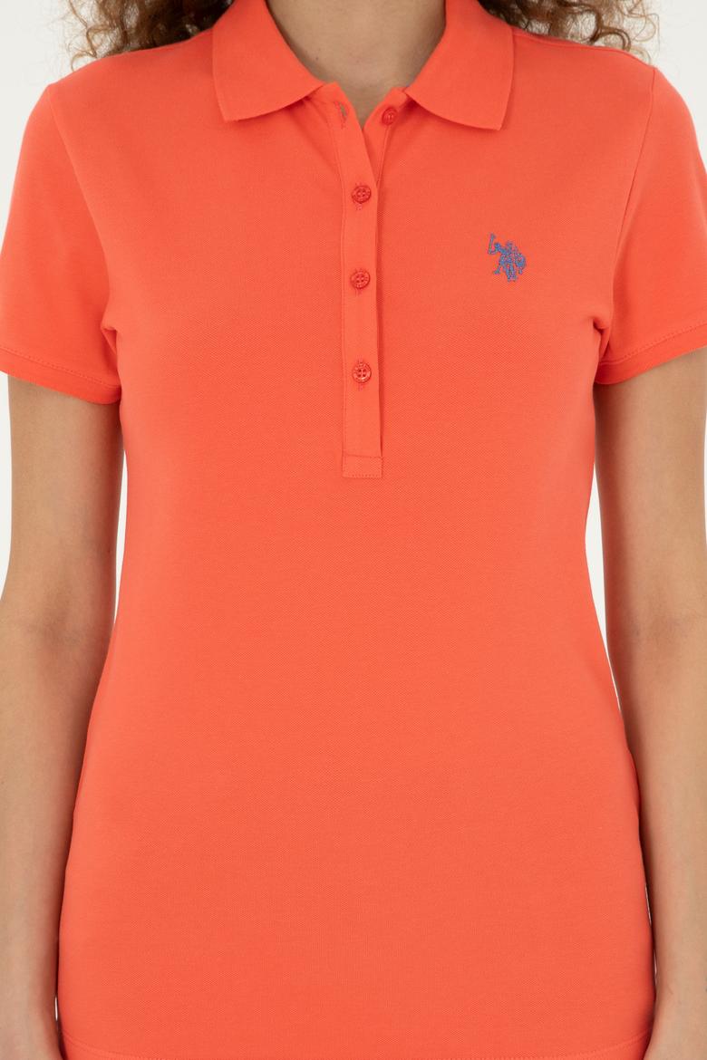 Kadın Nar Çiçeği Basic Polo Yaka Tişört - 50280057083