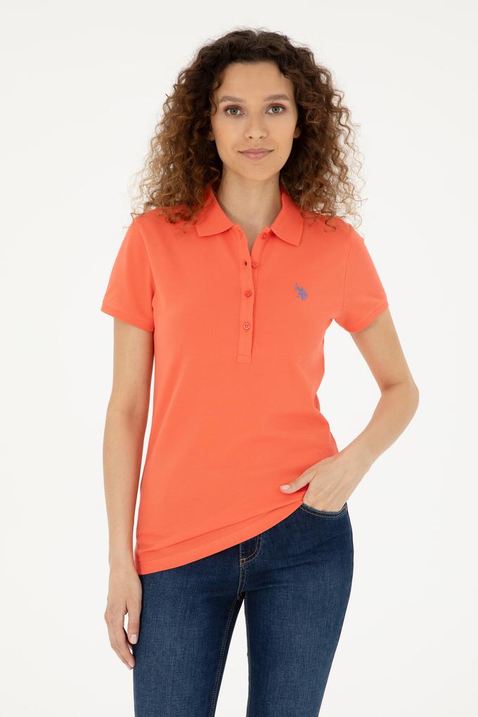 Kadın Nar Çiçeği Basic Polo Yaka Tişört