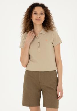 Kadın Açık Haki Basic Polo Yaka Tişört - 50280057111