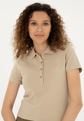 Kadın Açık Haki Basic Polo Yaka Tişört - 50280057111