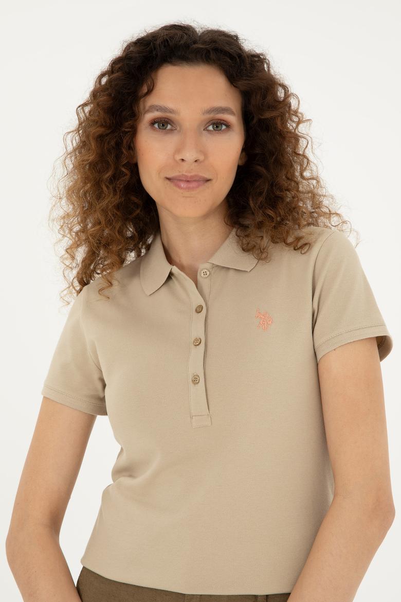 Kadın Açık Haki Basic Polo Yaka Tişört - 50280057111