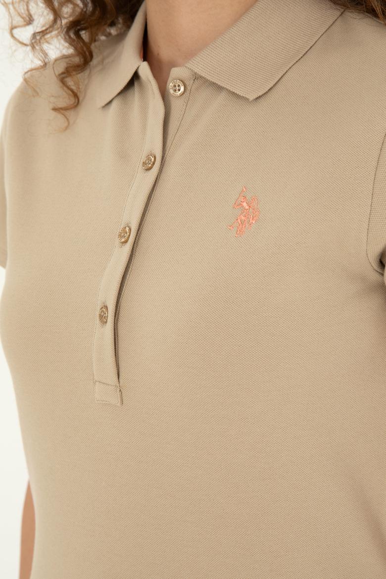 Kadın Açık Haki Basic Polo Yaka Tişört - 50280057111