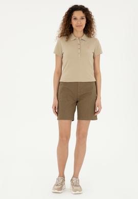 Kadın Açık Haki Basic Polo Yaka Tişört - 50280057111