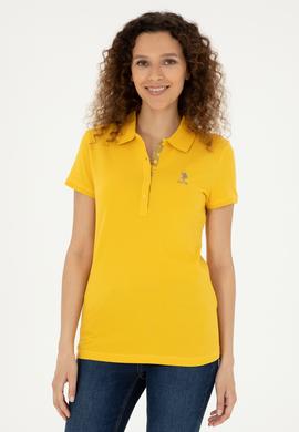 Kadın Safran Basic Polo Yaka Tişört - 50280060164