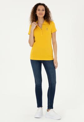 Kadın Safran Basic Polo Yaka Tişört - 50280060164