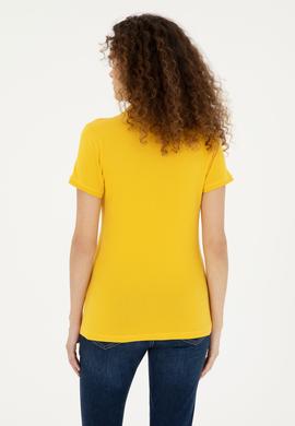 Kadın Safran Basic Polo Yaka Tişört - 50280060164