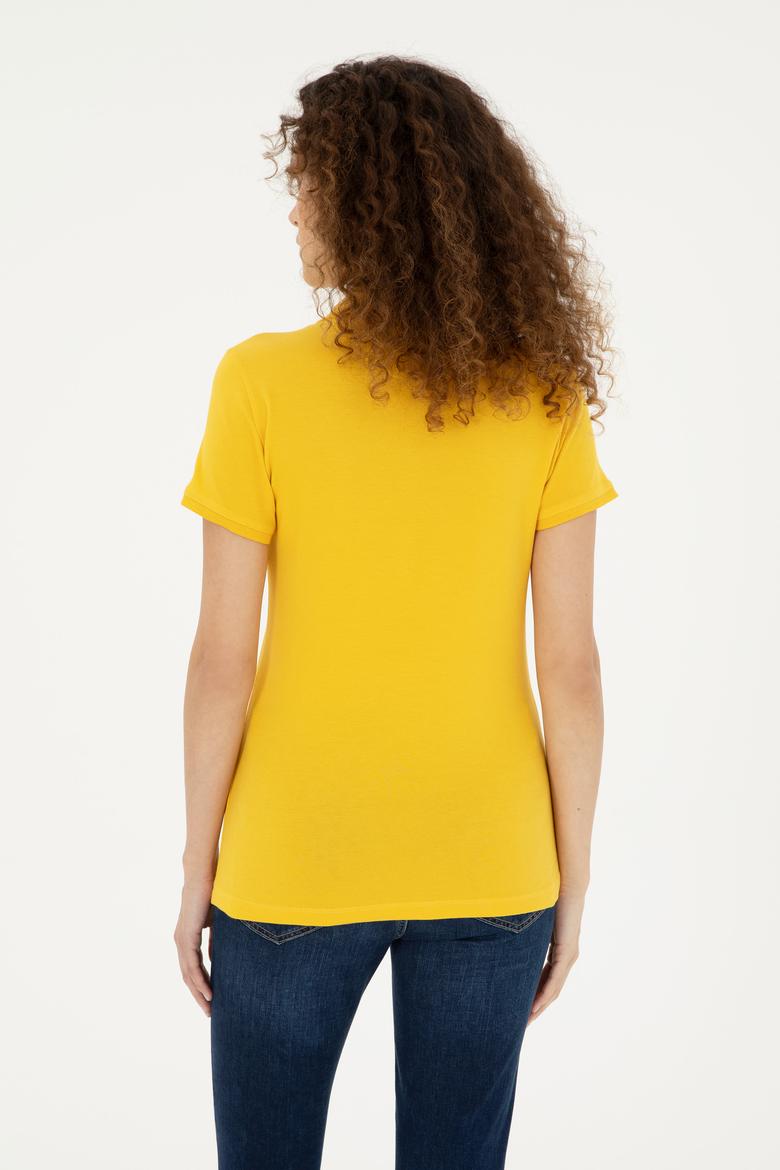 Kadın Safran Basic Polo Yaka Tişört - 50280060164