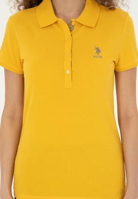 Kadın Safran Basic Polo Yaka Tişört - 50280060164