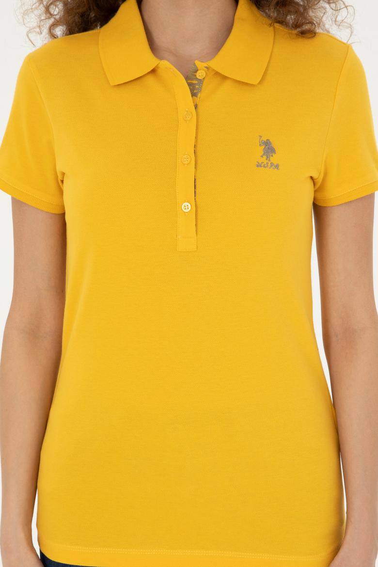 Kadın Safran Basic Polo Yaka Tişört - 50280060164