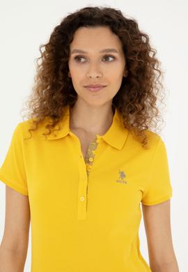 Kadın Safran Basic Polo Yaka Tişört - 50280060164