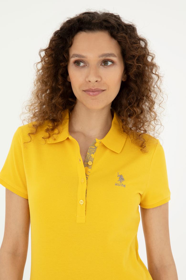 Kadın Safran Basic Polo Yaka Tişört - 50280060164