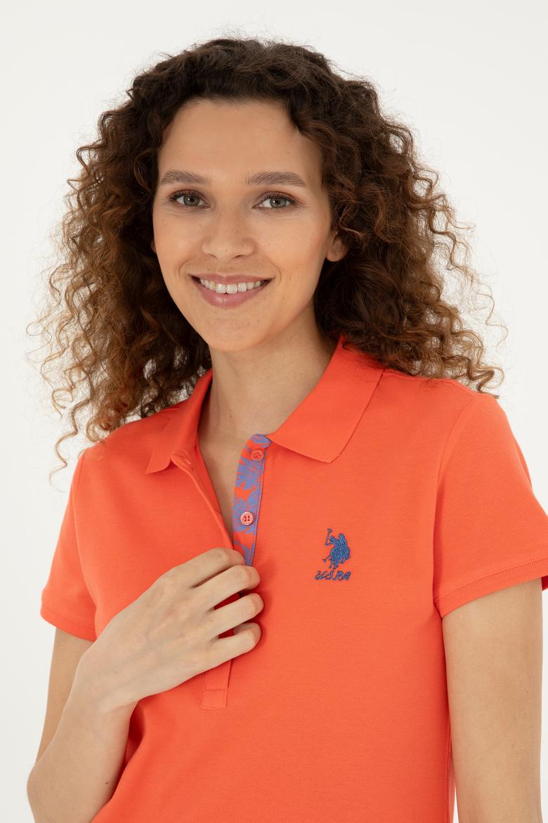 Kadın Nar Çiçeği Basic Polo Yaka Tişört - 50280060172