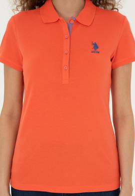 Kadın Nar Çiçeği Basic Polo Yaka Tişört - 50280060172