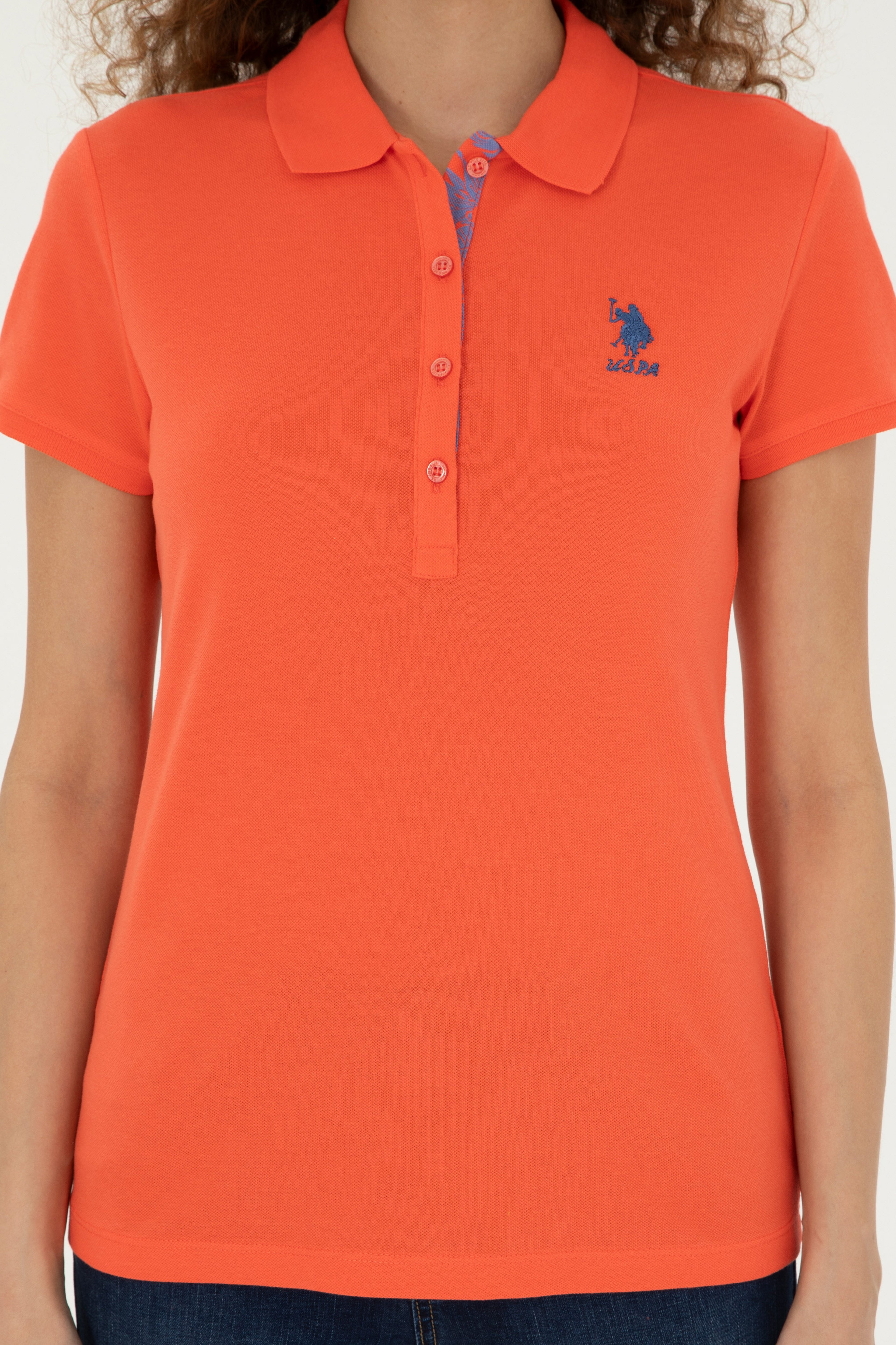 Kadın Nar Çiçeği Basic Polo Yaka Tişört - Image 6
