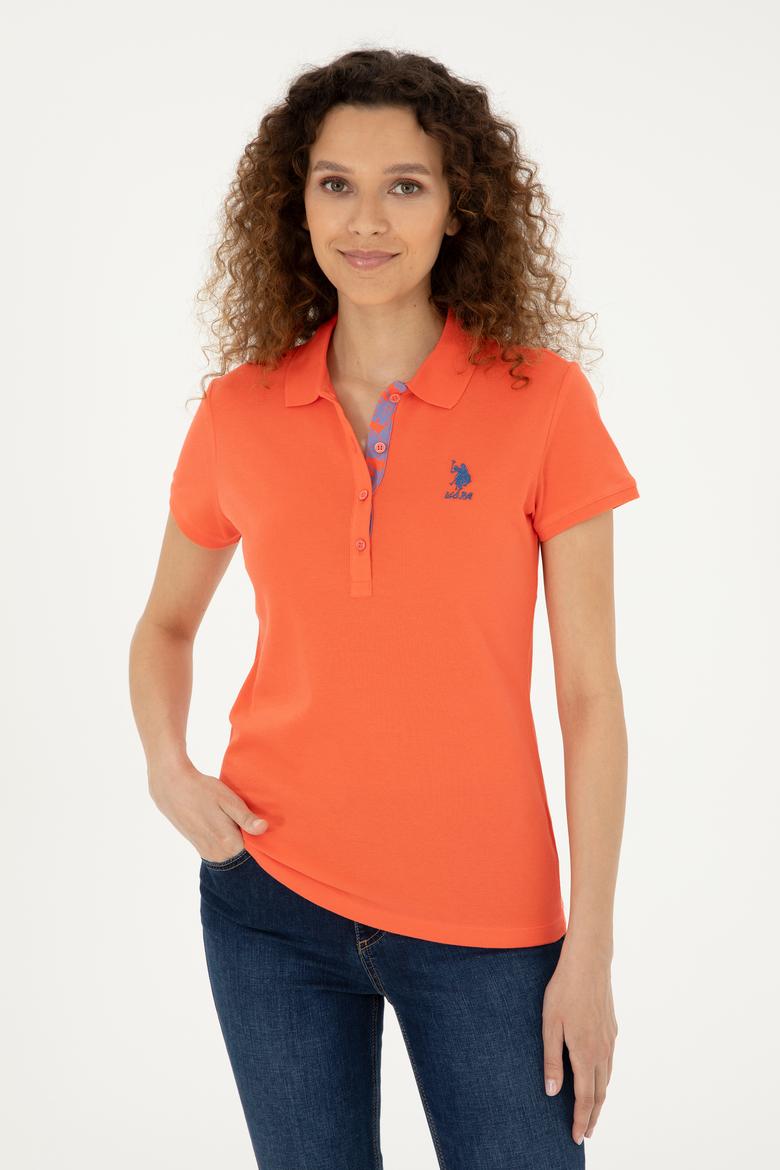 Kadın Nar Çiçeği Basic Polo Yaka Tişört - 50280060172