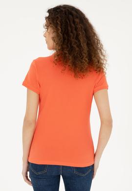 Kadın Nar Çiçeği Basic Polo Yaka Tişört - 50280060172