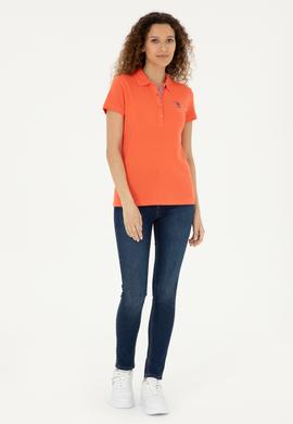 Kadın Nar Çiçeği Basic Polo Yaka Tişört - 50280060172