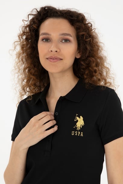 Kadın Siyah Polo Yaka Mini Boy Örme Elbise
