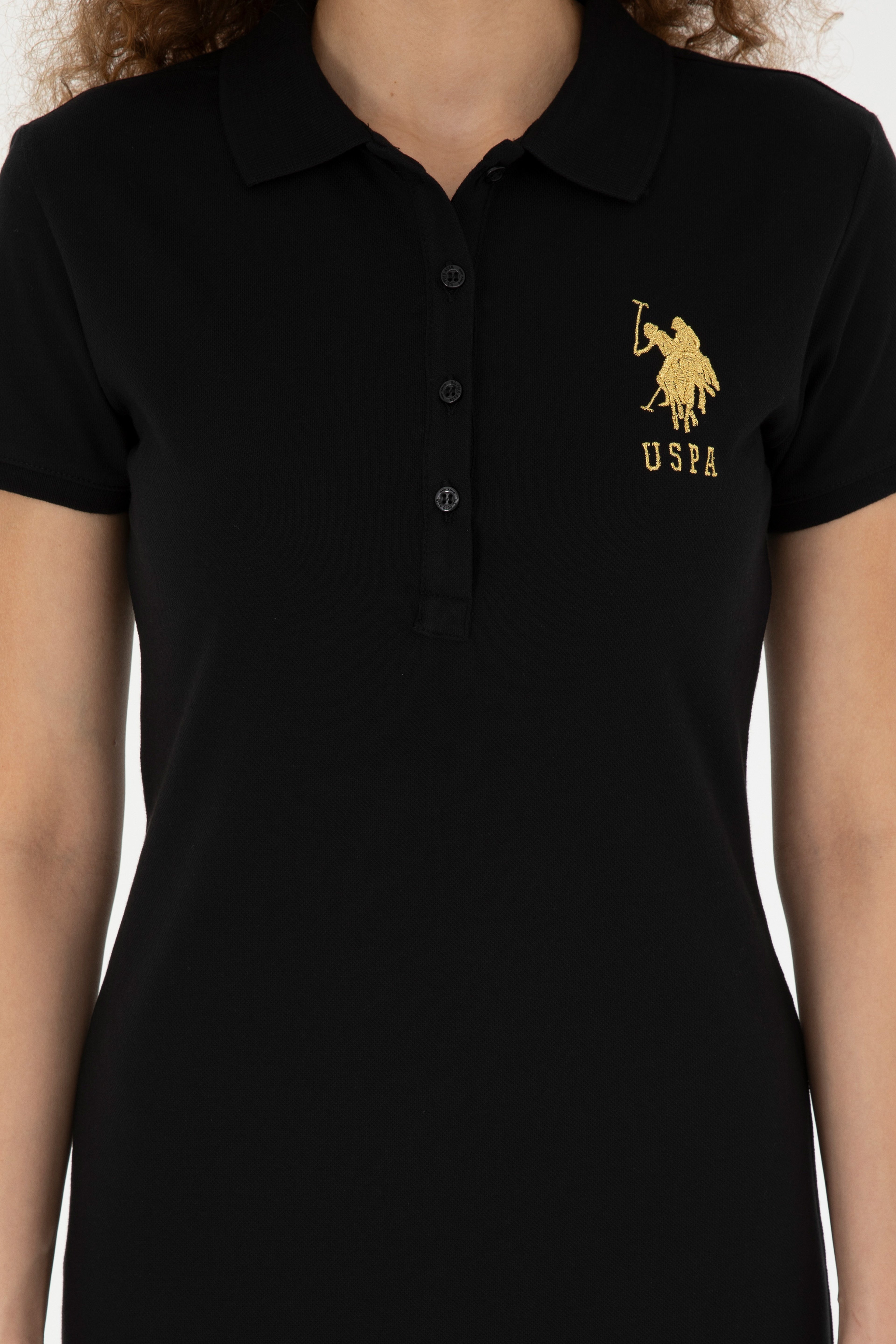 Kadın Siyah Polo Yaka Mini Boy Örme Elbise