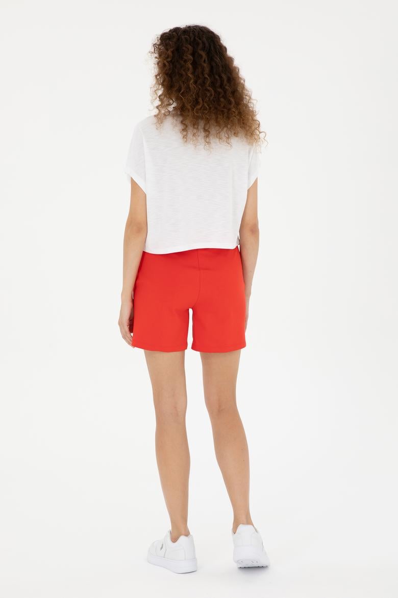 Kadın Kırmızı Örme Şort - 50280074022