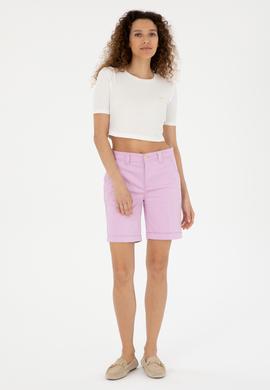 Kadın Pembe Dokuma Şort - 50281722011