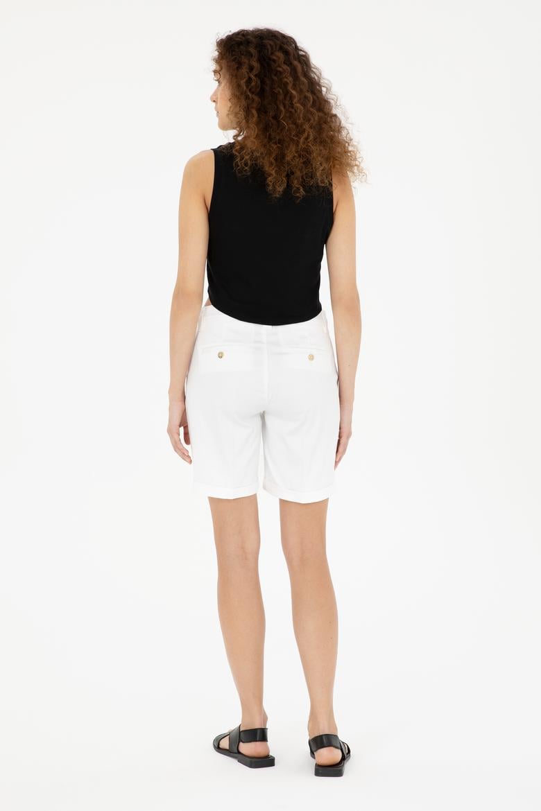 Kadın Beyaz Dokuma Şort - 50281722048