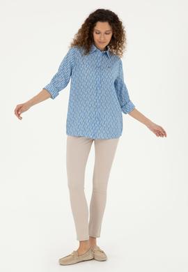 Kadın Saks Uzun Kollu Gömlek - 50283620002
