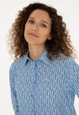 Kadın Saks Uzun Kollu Gömlek - 50283620002