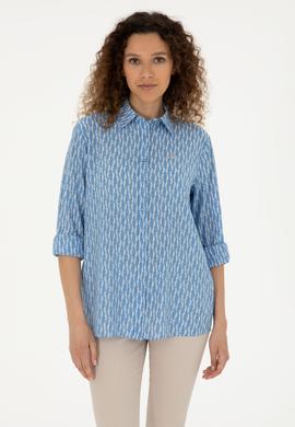 Kadın Saks Uzun Kollu Gömlek - 50283620002