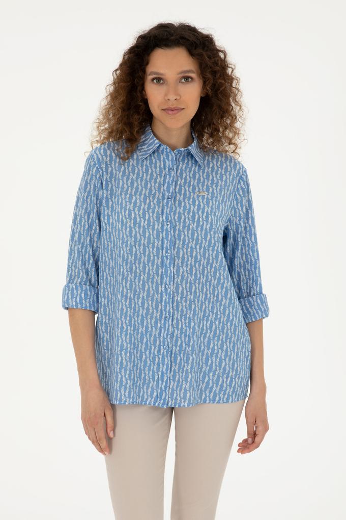 Kadın Saks Uzun Kollu Gömlek