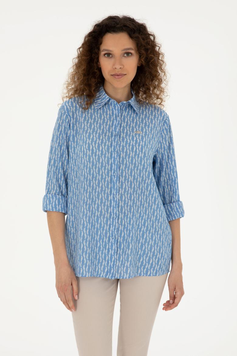 Kadın Saks Uzun Kollu Gömlek