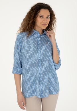 Kadın Saks Uzun Kollu Gömlek - 50283620002
