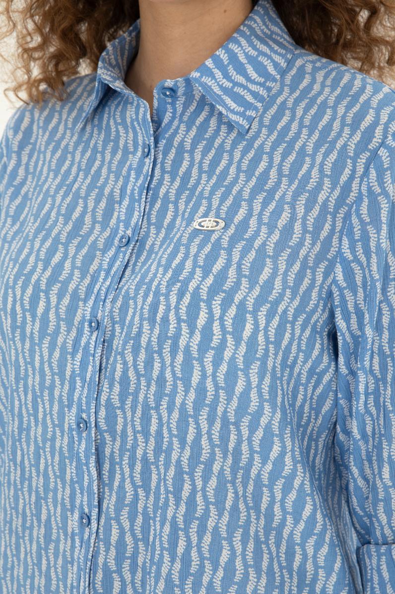 Kadın Saks Uzun Kollu Gömlek