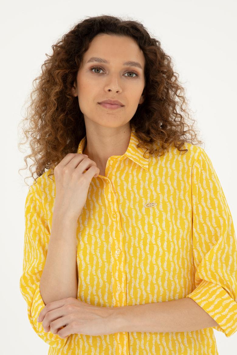 Kadın Safran Uzun Kollu Gömlek - 50283620013