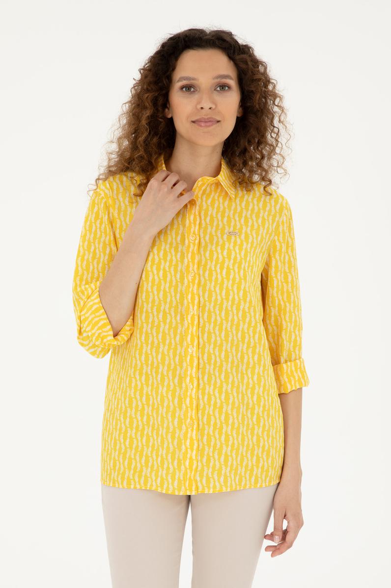 Kadın Safran Uzun Kollu Gömlek