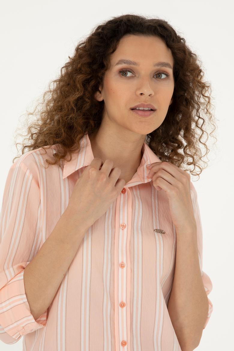 Kadın Somon Uzun Kollu Gömlek - 50283644011