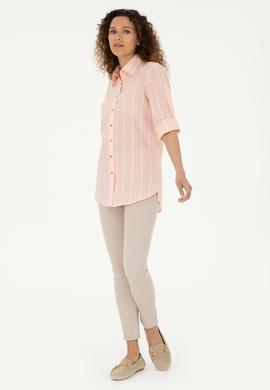 Kadın Somon Uzun Kollu Gömlek - 50283644011