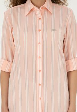 Kadın Somon Uzun Kollu Gömlek - 50283644011