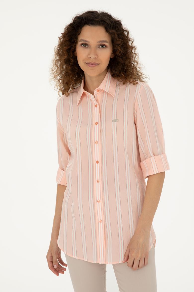 Kadın Somon Uzun Kollu Gömlek - 50283644011